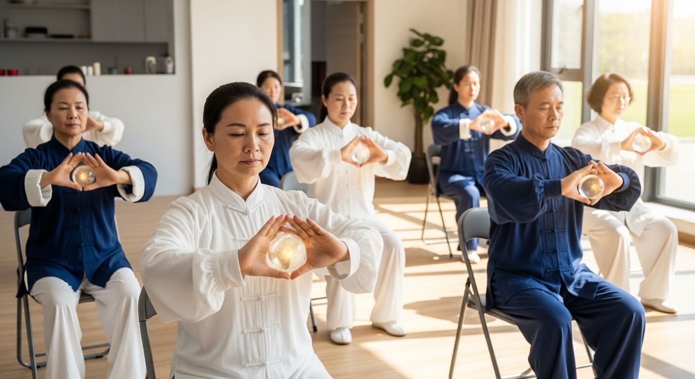 Hold the Qi Ball energy cultivation exercise